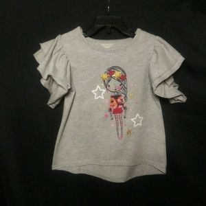 High-low ruffle sleeve shirt